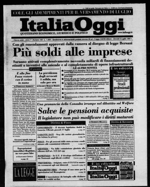 Italia oggi : quotidiano di economia finanza e politica